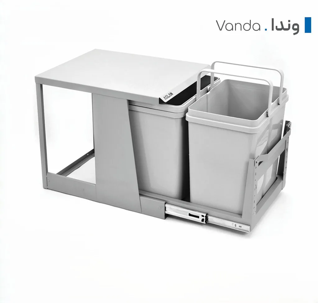 سطل زباله دو مخزنه متوسط ریل کف